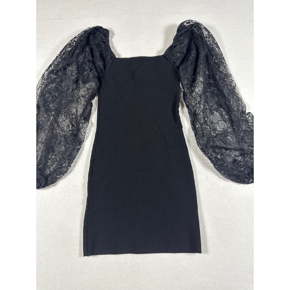 Jealous Tomato Black Lace Puff Sleeve Bodycon Mini Dress JSW2694 Womens Small